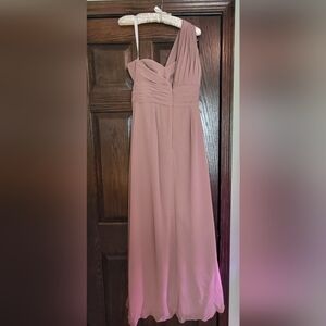 Bill Levkoff One-Shoulder Dress in Dusty Rose